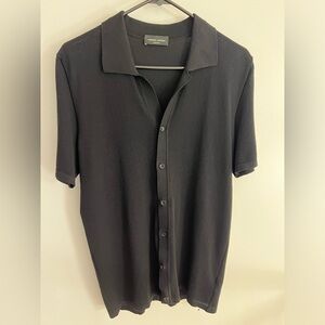 Blue Polo Shirt with Smooth Knit and Minimalist Design